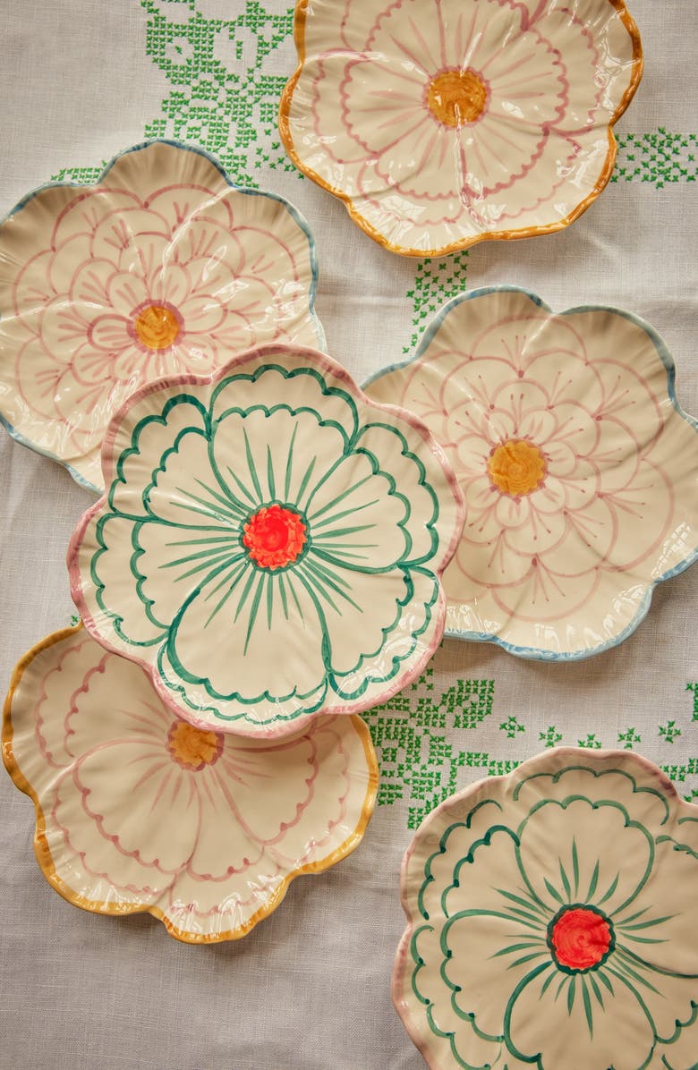 Rice by Rice Set of 4 Flower Shaped Side Plates, Alternate, color, Multi