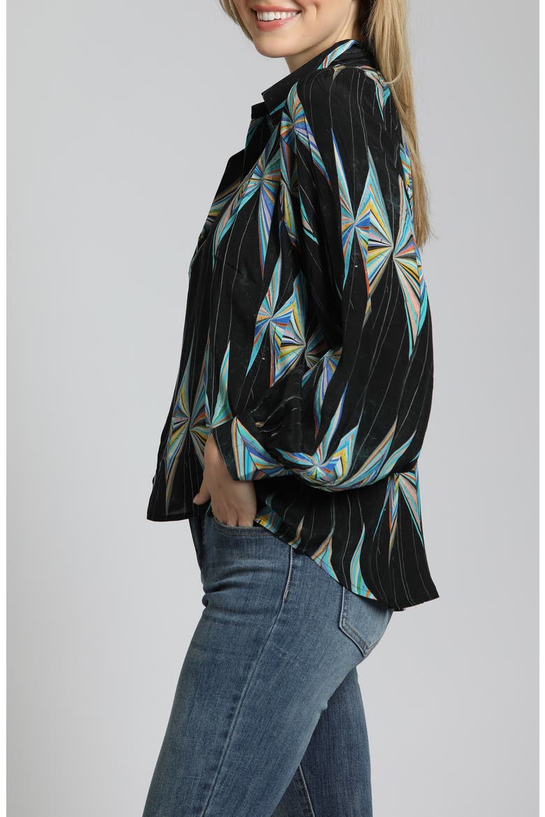 Long Sleeve Shirt, Alternate, color, BLACK/TEAL MULTI