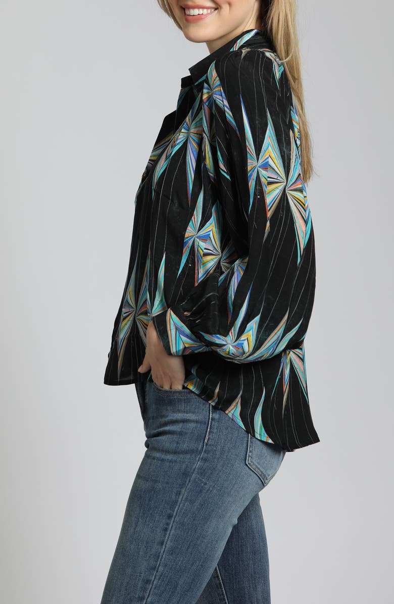 APNY Long Sleeve Shirt, Alternate, color, Black/Teal Multi