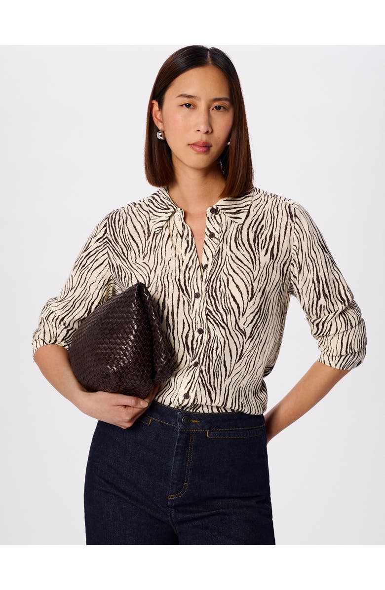 Whistles Zebra Button Through Shirt, Main, color, Brown/Multi