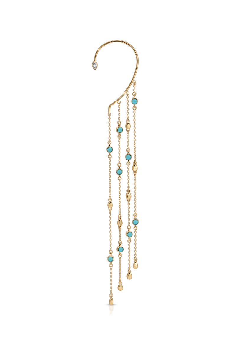 Linear Chain Statement Ear Cuff, Main, color, TURQUOISE