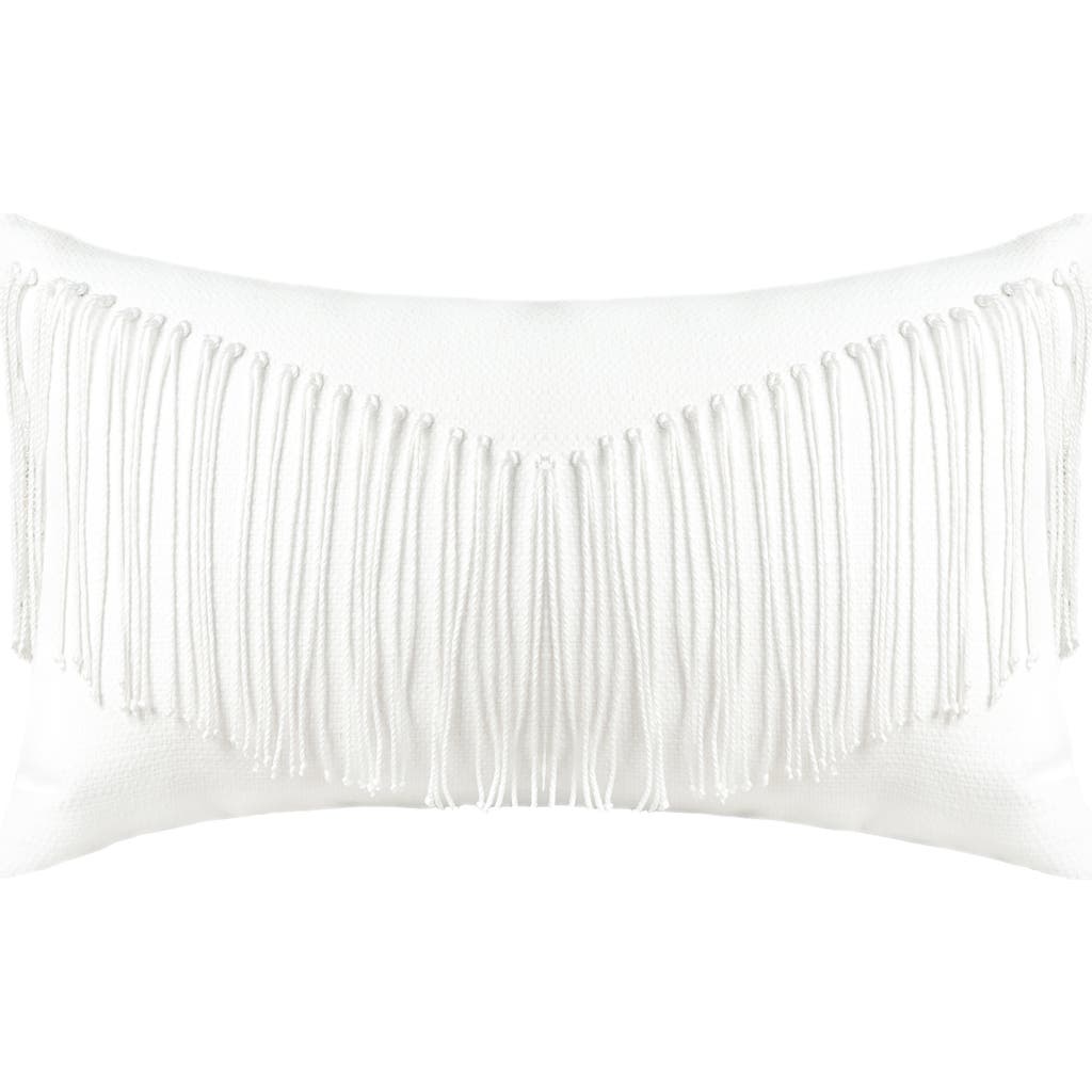 Elaine Smith Mane Blanc Handmade Macrame Fringed Indoor & Outdoor Woven Accent Pillow