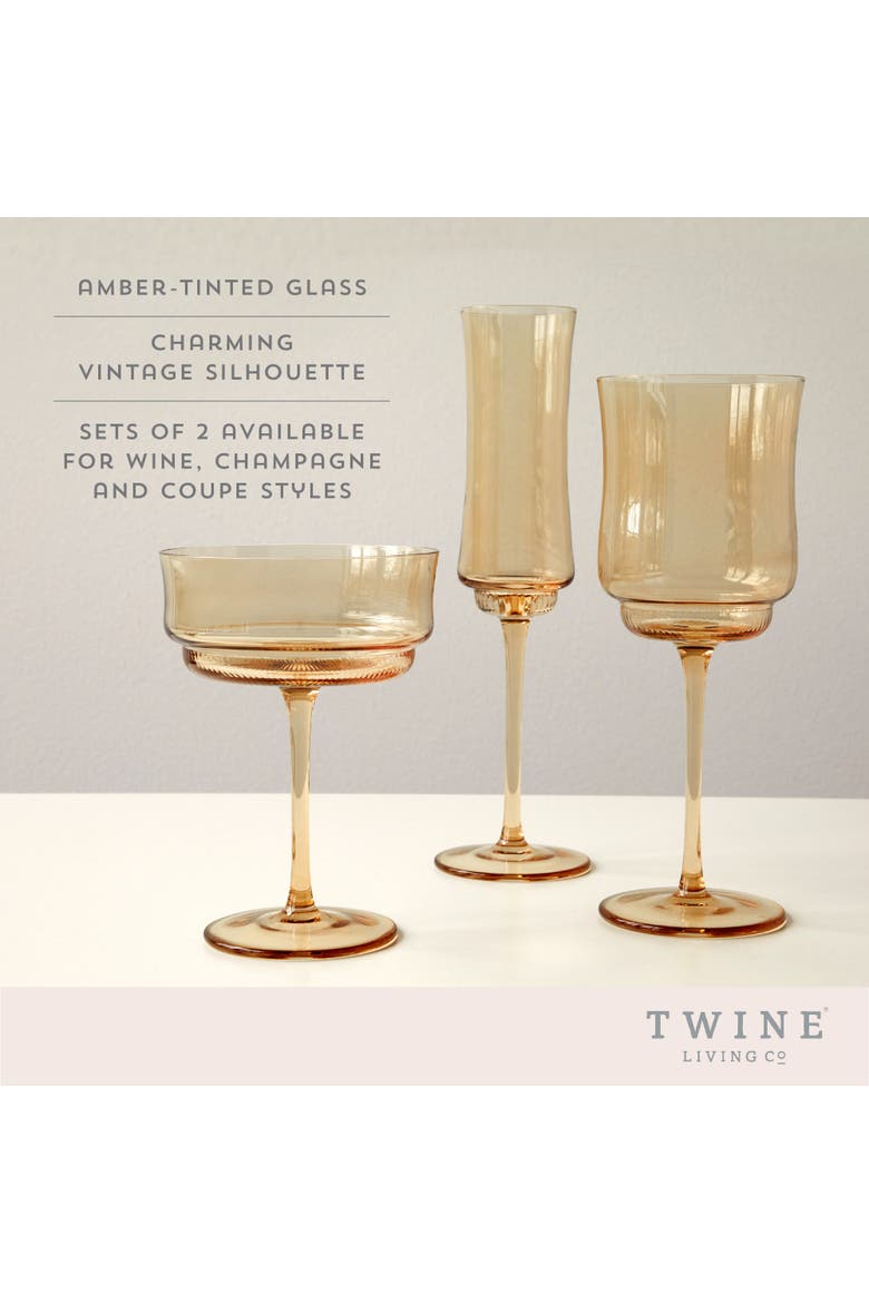 Tulip Stemmed Wine Glasses in Amber Set of 2, Alternate, color, Brown