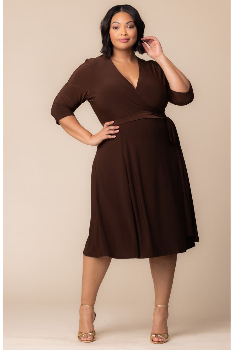 Essential Wrap Dress, Alternate, color, BROWN