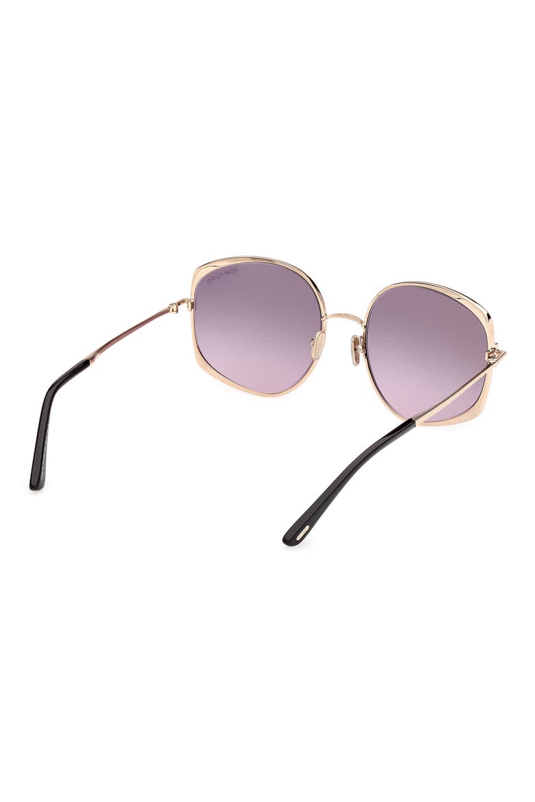 Abbey 58mm Round Sunglasses, Alternate, color, GOLD BLACK / GRADIENT SMOKE