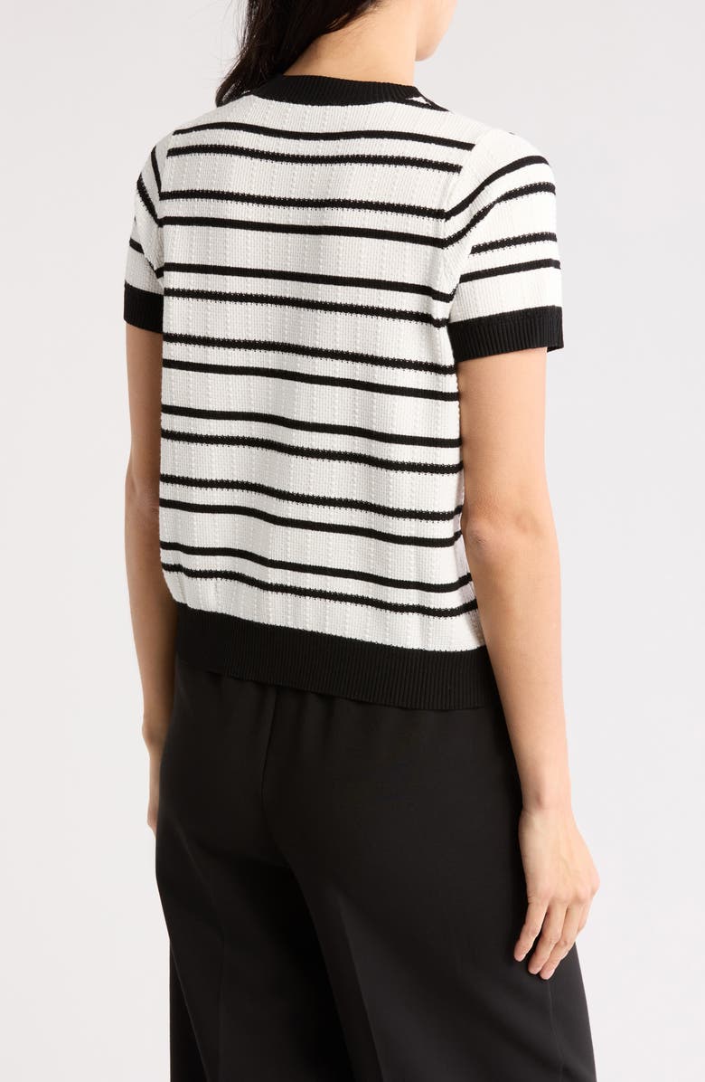 Adrianna Papell Stripe Short Sleeve Sweater, Alternate, color, 