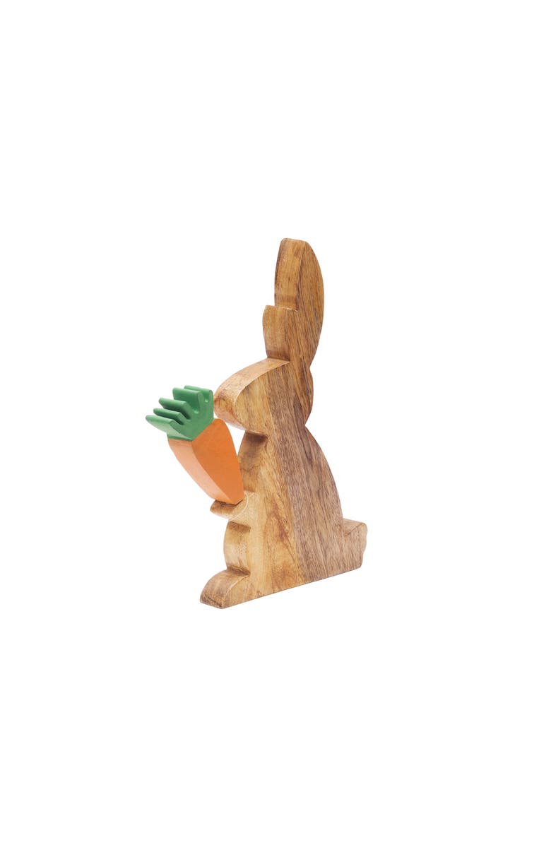 Gallerie II Wooden Easter Bunny Rabbit with Carrot Decorative Figurine 13", Main, color, Orange
