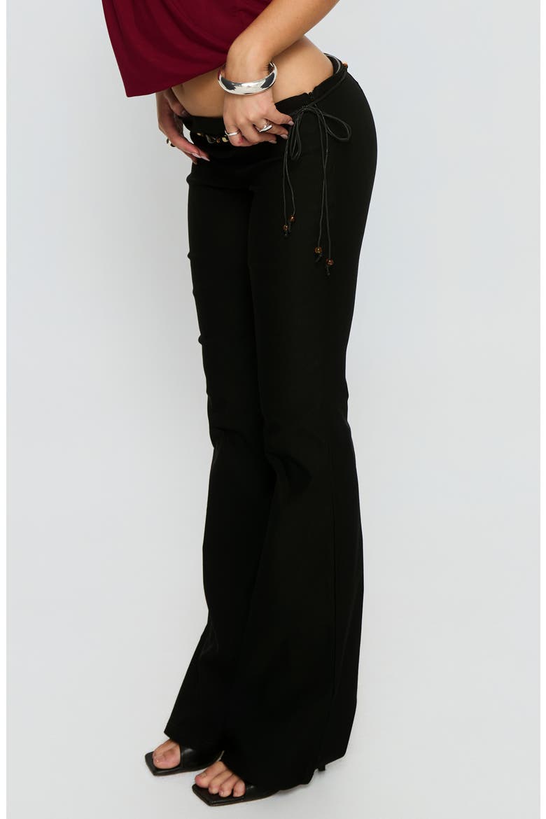 Krislynn Button Belt Flared Pants, Alternate, color, BLACK