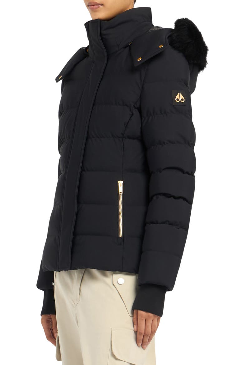 Betta Shearling Trim 800 Fill Power Down Water Repellent Jacket, Alternate, color, BLACK W BLACK S