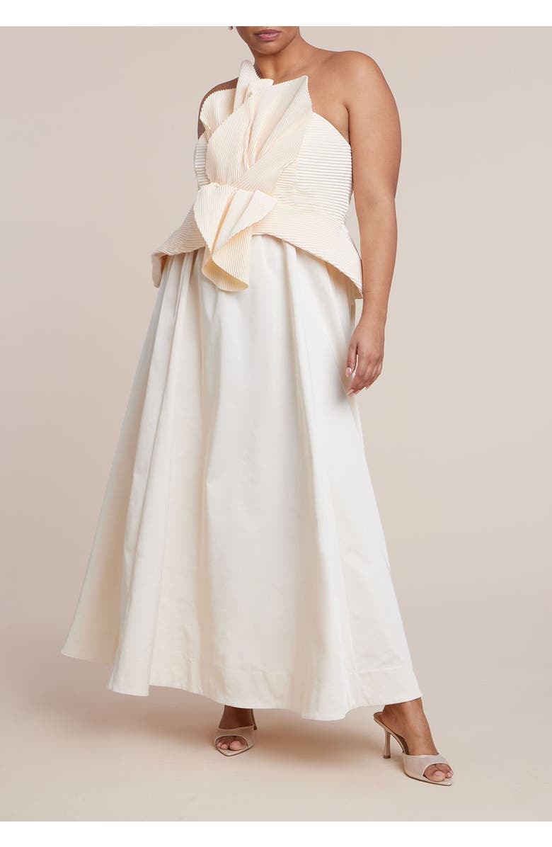 ELOQUII Petal Bodice Gown, Alternate, color, White Swan