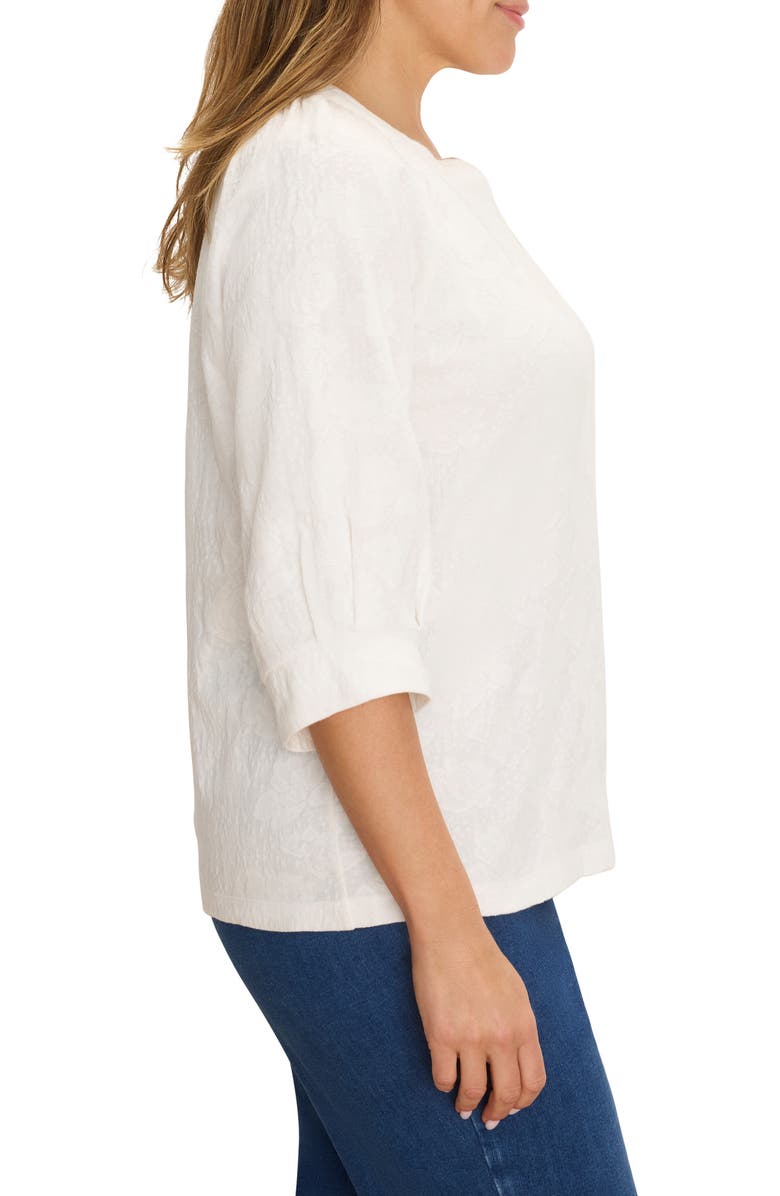 NZT by NIC+ZOE Lace Split Neck Top, Alternate, color, Paper White
