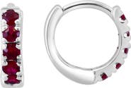 EFFY Sterling Silver Ruby Huggie Hoop Earrings