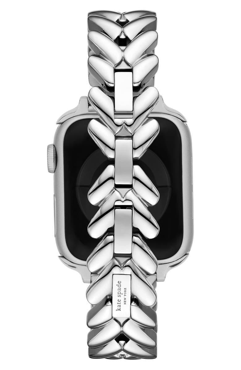 Kate Spade New York herringbone 16mm Apple Watch<sup>®</sup> bracelet watchband, Alternate, color, Silver