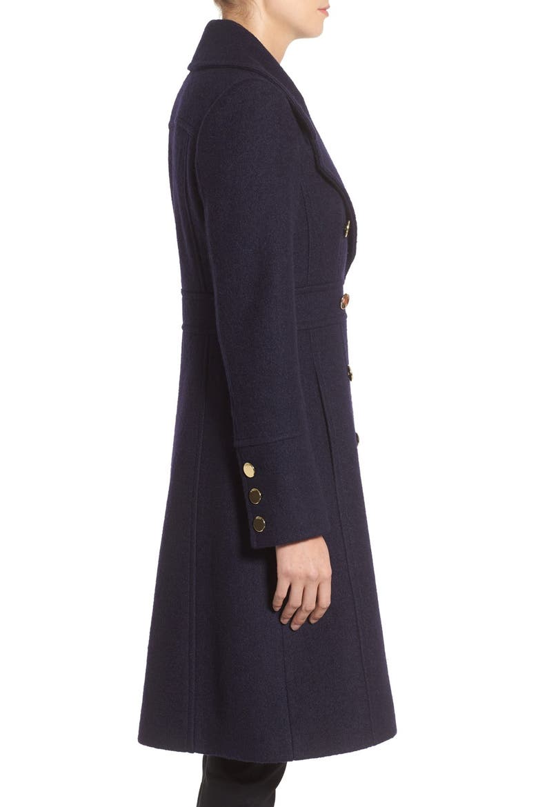 Fit & Flare Military Coat, Alternate, color, NAVY