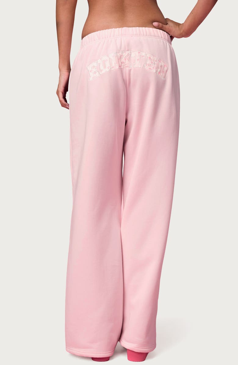EDIKTED x Barbie<sup>™</sup> Heart Logo Wide Leg Sweatpants, Alternate, color, Light-Pink