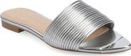Journee Collection Feather Faux Leather Slide Sandal