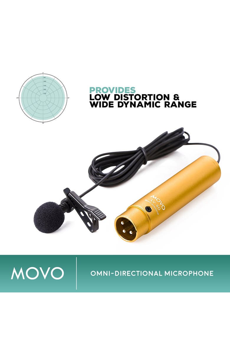 MOVO LV-6 Omnidirectional XLR Lavalier Mic - Phantom Powered, Alternate, color, Black