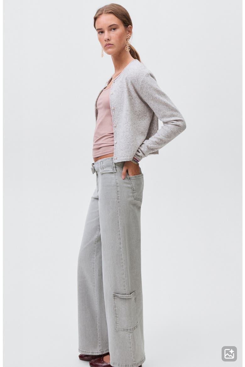 Buckle Low Rise Wide Leg Cargo Jeans, Alternate, color, DENIM GREY