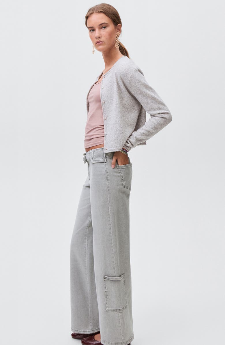 MANGO TEEN Buckle Low Rise Wide Leg Cargo Jeans, Alternate, color, Denim Grey