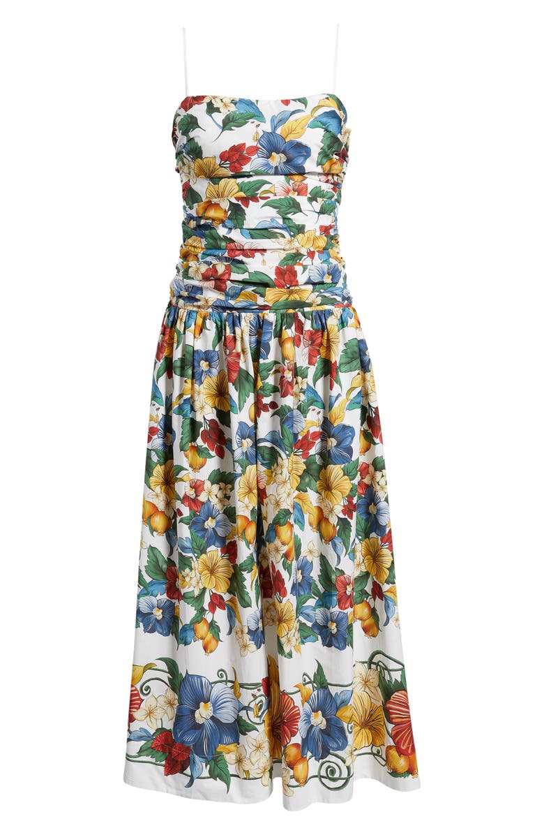 FARM Rio Tropi Ruched Maxi Sundress, Main, color, Tropi Off-White