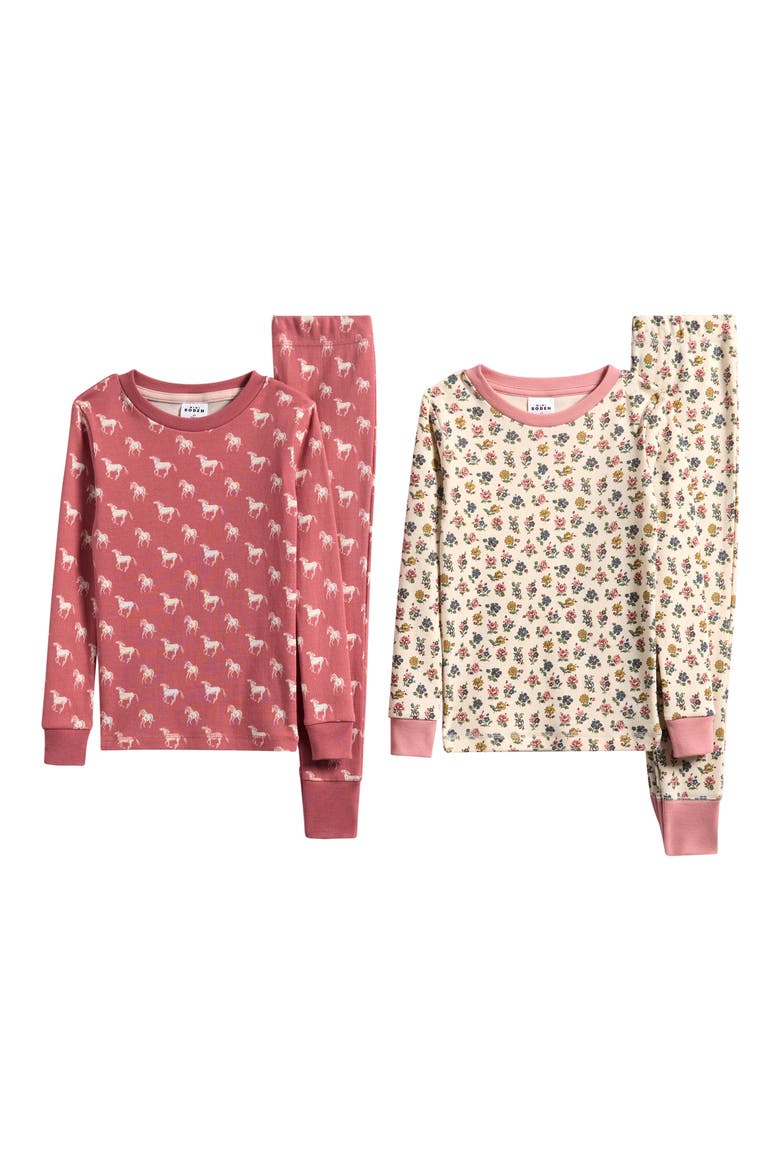 Kids' 2-Pack Cotton Pajamas, Main, color, FLORAL