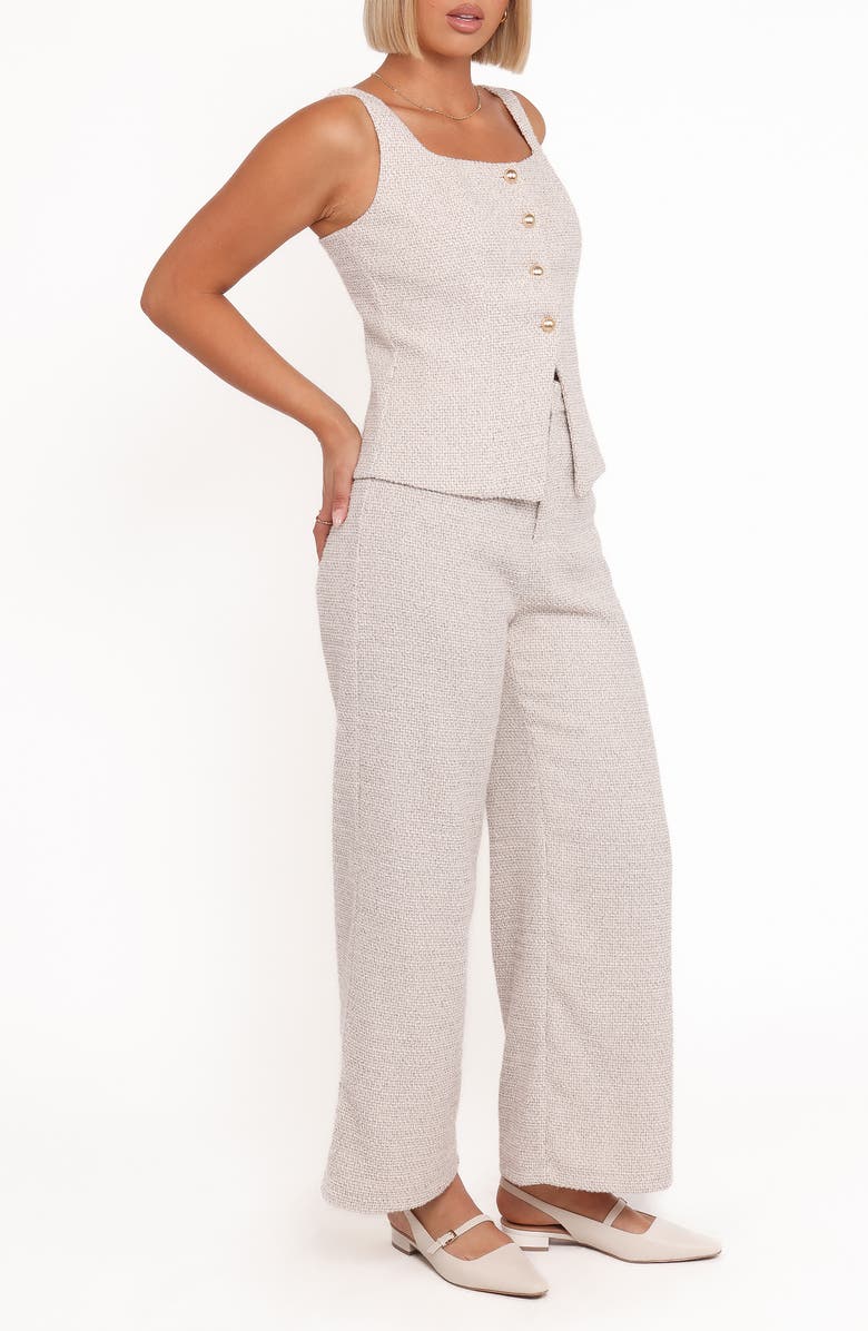 Petal & Pup Greta Tweed Vest & Pants Set, Alternate, color, White Brown Marl