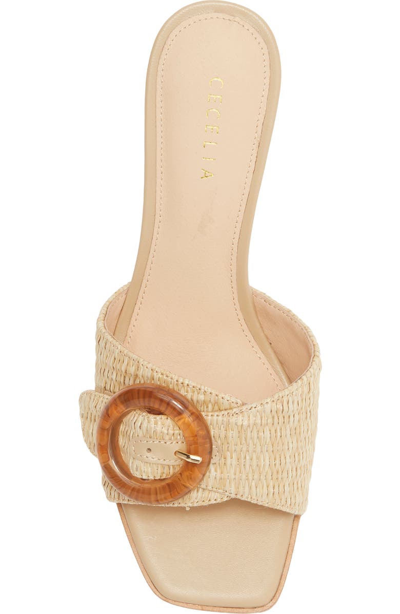 Cecelia New York Checker Buckle Raffia Wedge Slide Sandal, Alternate, color, Tea
