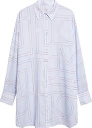 TOTEME Long Summer Long Sleeve Logo Embroidered Shirtdress