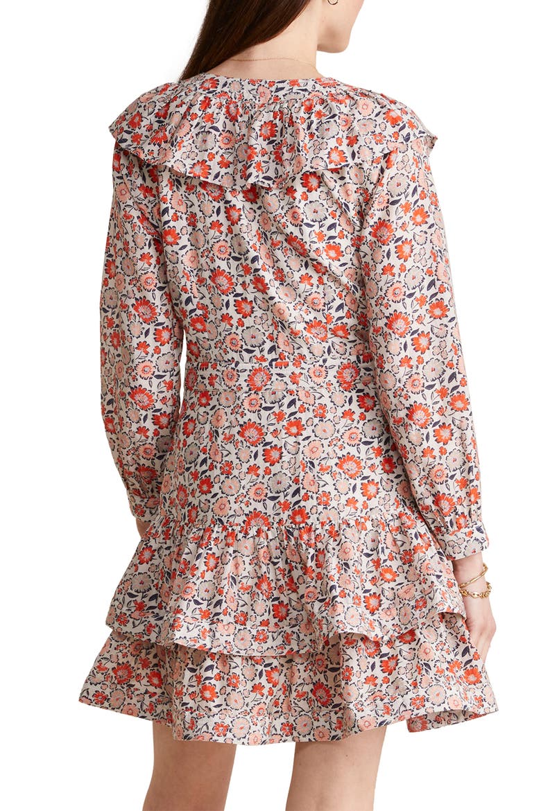 Ivy Floral Long Sleeve Cotton & Silk Dress, Alternate, color, FLORAL MULTI - STONE