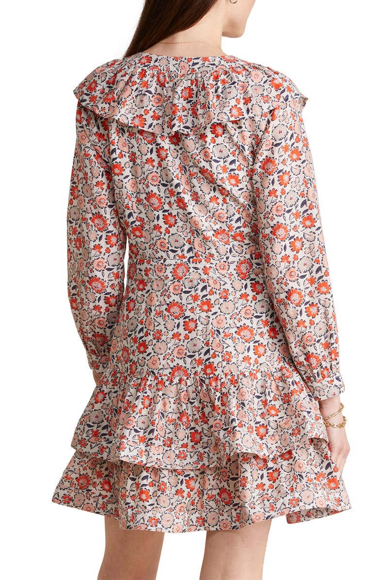 vineyard vines Ivy Floral Long Sleeve Cotton & Silk Dress, Alternate, color, Floral Multi - Stone