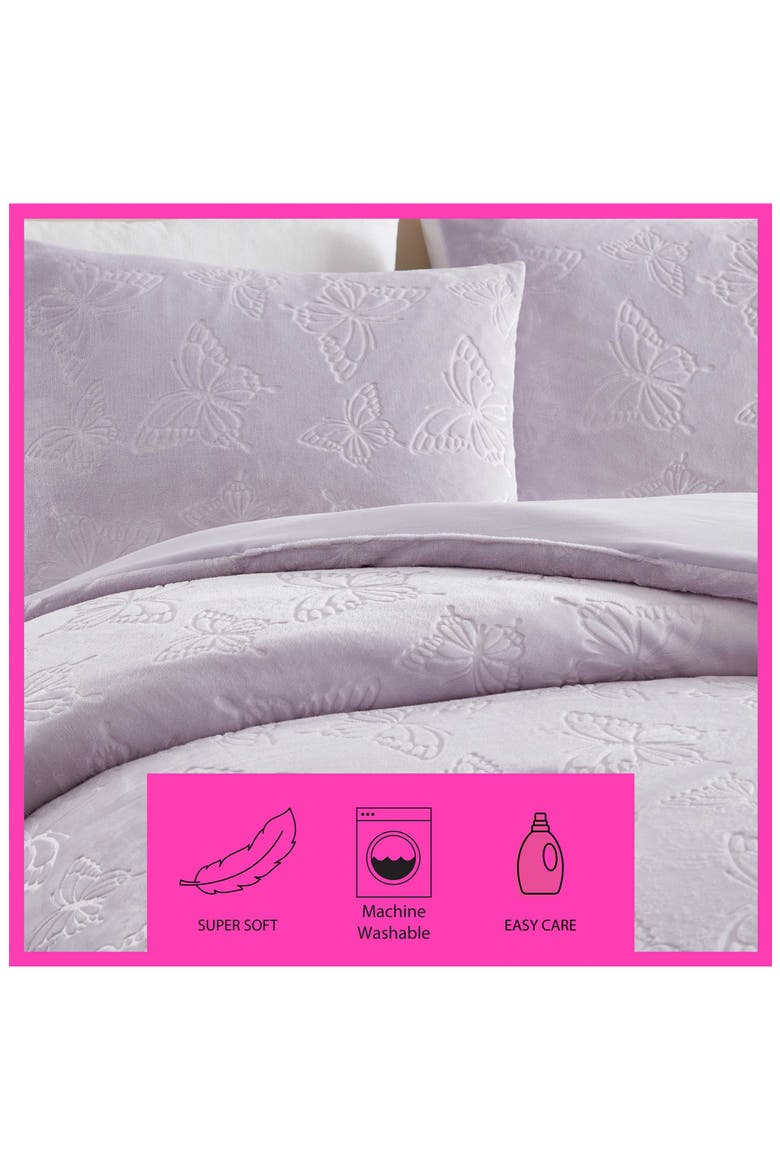 Butterfly Embossed Comforter & Sham Set, Alternate, color, PURPLE