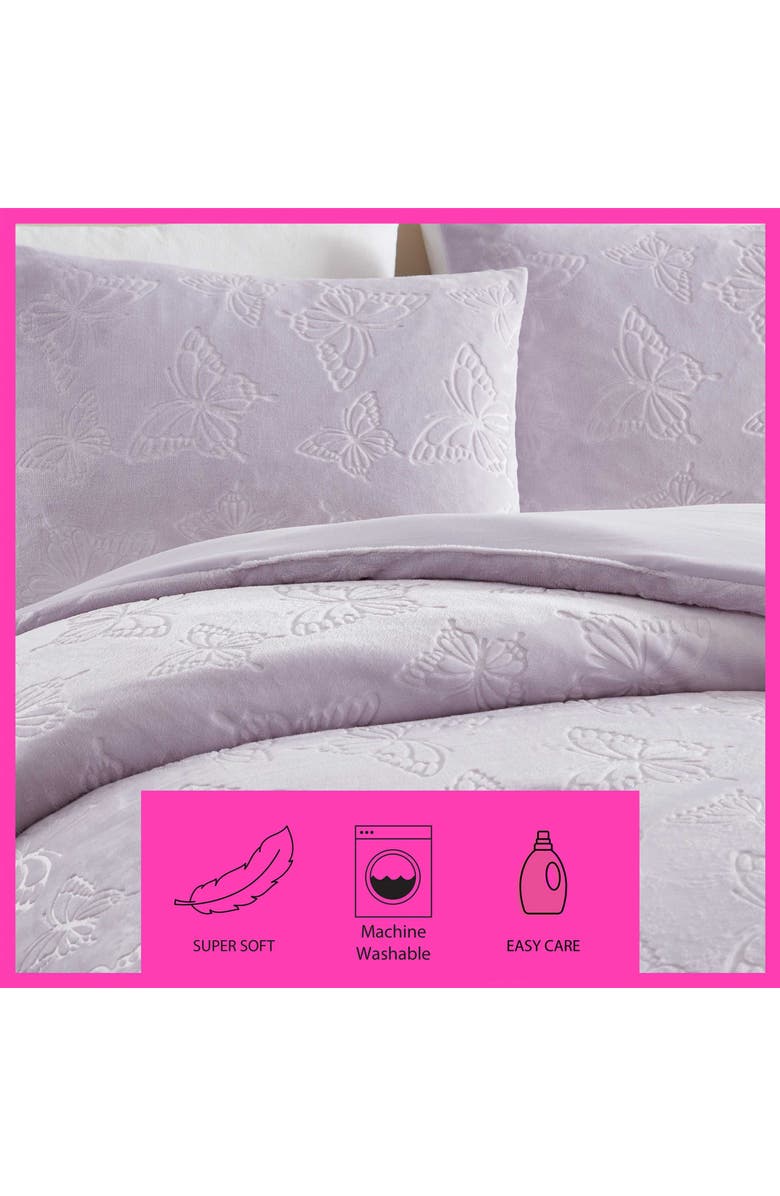 Betsey Johnson Butterfly Embossed Comforter & Sham Set, Alternate, color, Purple