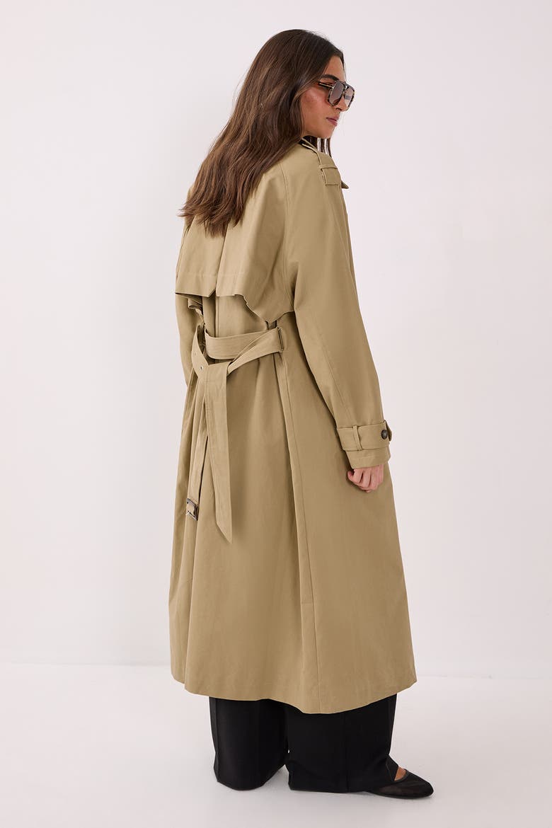 Double Breasted Belted Trench Coat, Alternate, color, Caramel