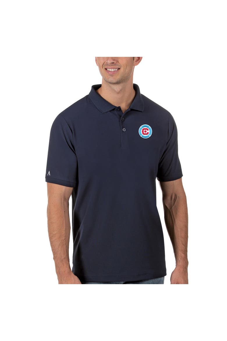 Men's Antigua Navy Chicago Fire Logo Legacy Pique Polo, Main, color, Navy