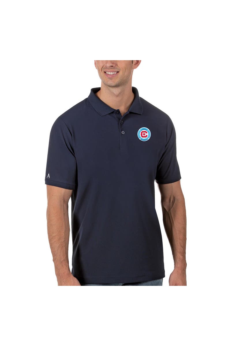 ANTIGUA Men's Antigua Navy Chicago Fire Logo Legacy Pique Polo, Main, color, Navy
