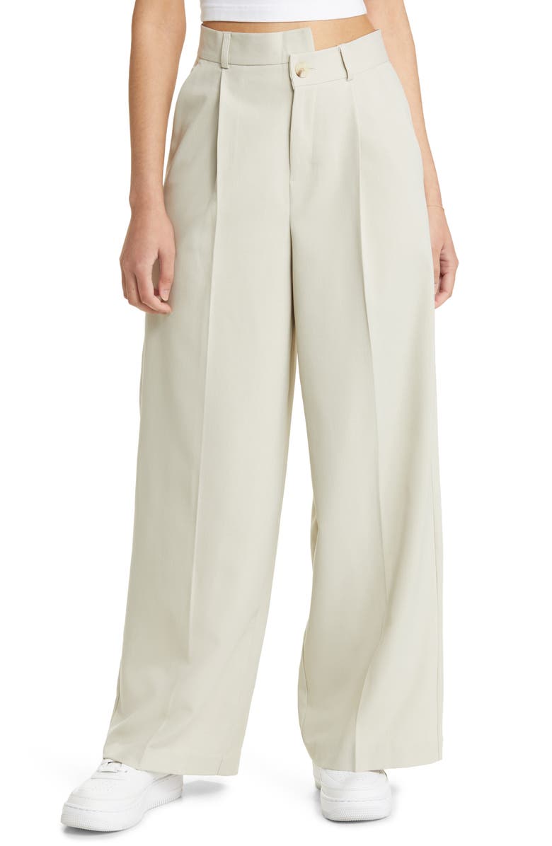Topshop Asymmetric Waist Wide Leg Trousers, Main, color,
