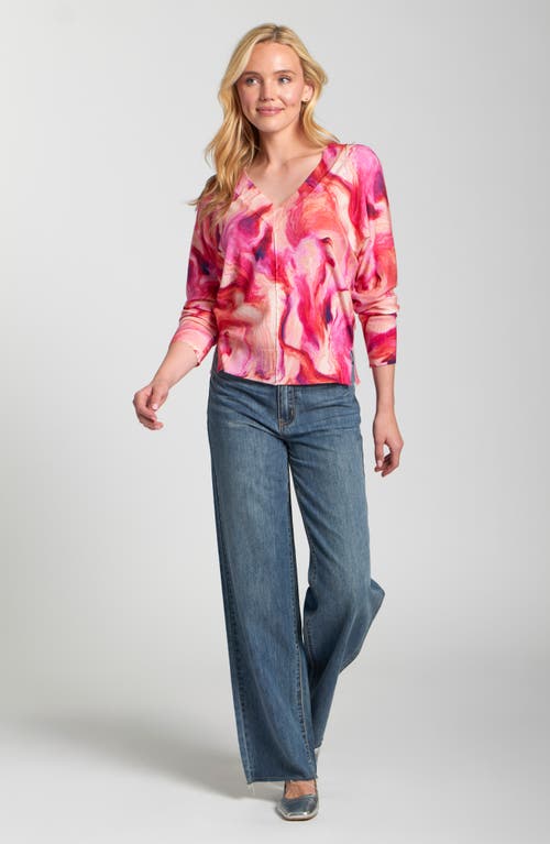 Apny Berry Marble Print Sweater In Multi