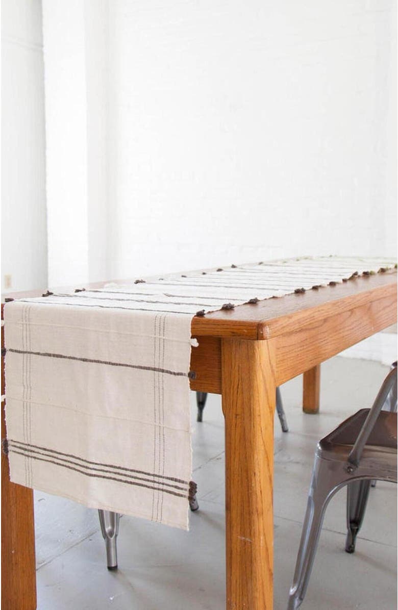 Creative Women Ribbons Cotton Table Runner, Alternate, color, Gray