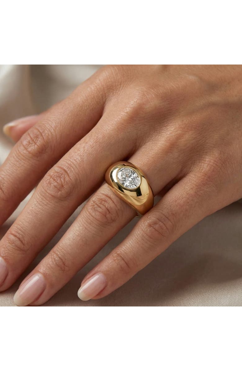 Bliss Diamond 1Ct Sideways Oval Bezel Solitaire Stackable Dome Band Gold Lab Grown, Alternate, color, 10K White Gold