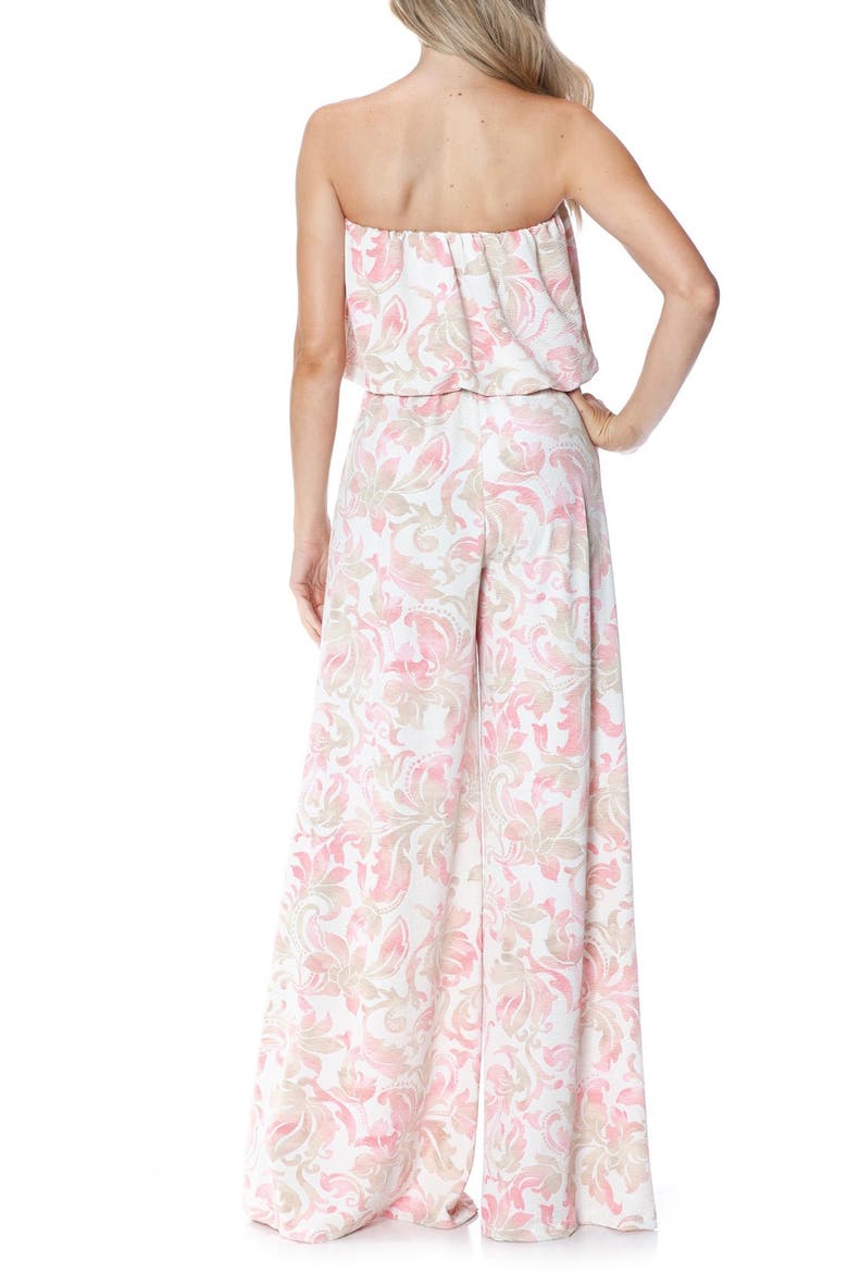 Filigree Strapless Print Wide Leg Jumpsuit, Alternate, color, IVORY MULTI