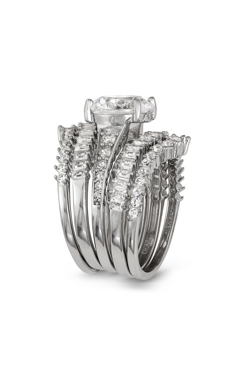 FZN Set of 5 Sterling Silver Cubic Zirconia Rings, Alternate, color, Silver