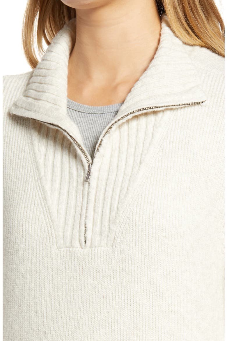 Quarter Zip Mock Neck Sweater, Alternate, color, BEIGE OATMEAL LIGHT HEATHER