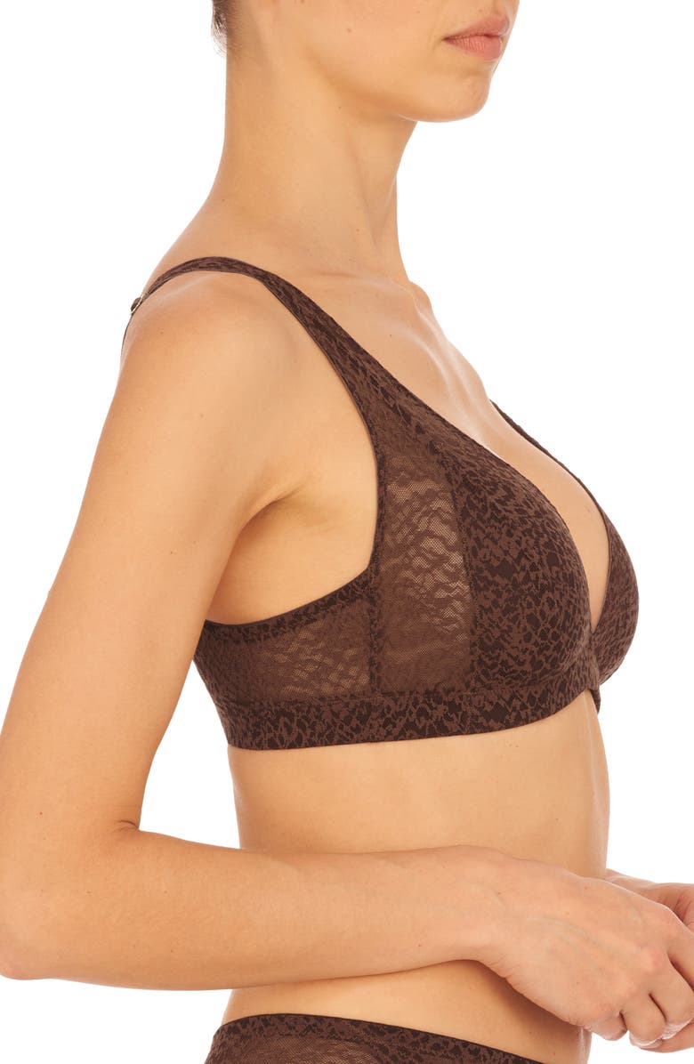 Natori Pretty Smooth Plunge Bralette, Alternate, color, Java