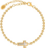Karma and Luck Mother of Pearl Cross Charm Gold Plated Women's Bracelet - Sparkling Soul