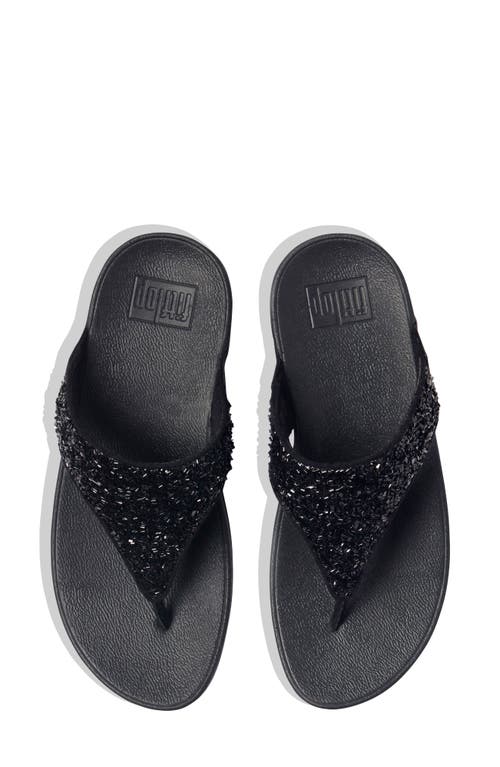 Fitflop Lulu Bead Embellished Wedge Sandal In All Black