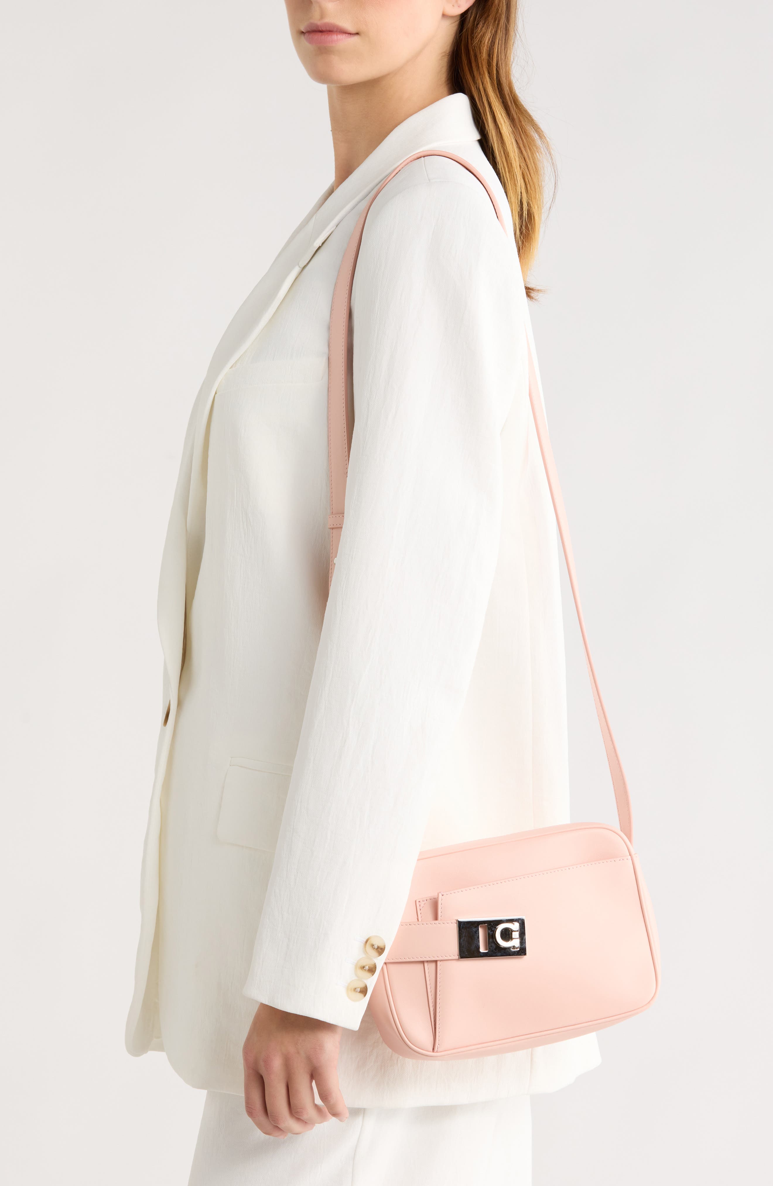 FERRAGAMO Archive Leather Crossbody Bag, Alternate, color, Light Pink