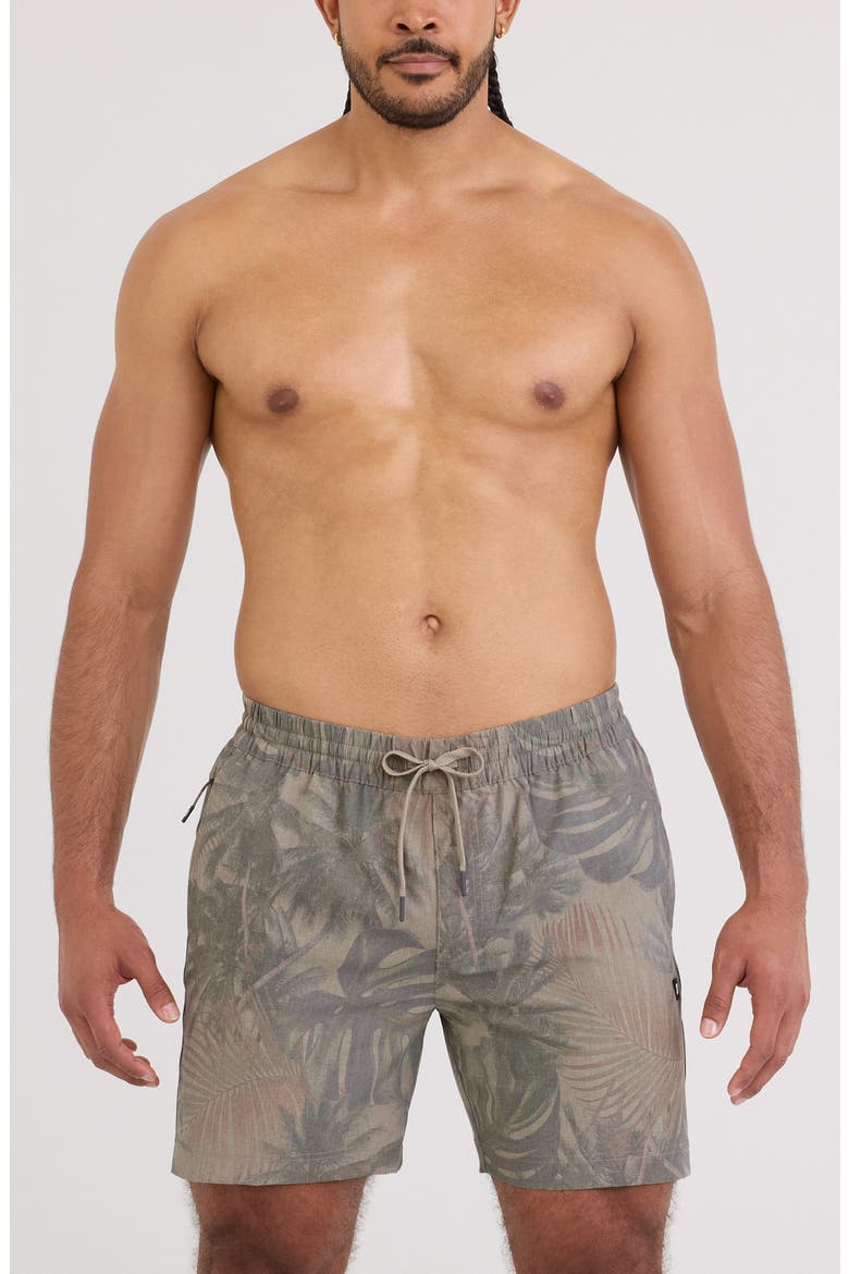 Sea to Shore 2N1 6-Inch Volley Swim Trunks, Main, color, PALM CANOPY-KHAKI