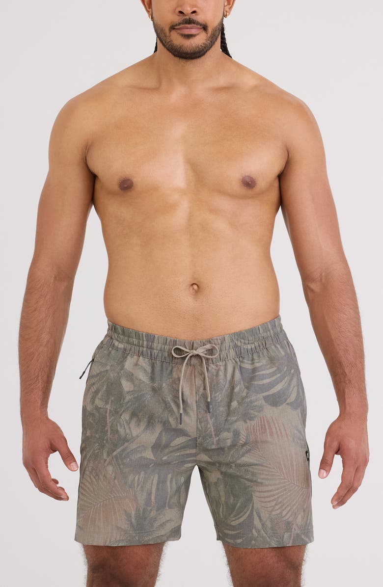 SAXX Sea to Shore 2N1 6-Inch Volley Swim Trunks, Main, color, Palm Canopy-Khaki