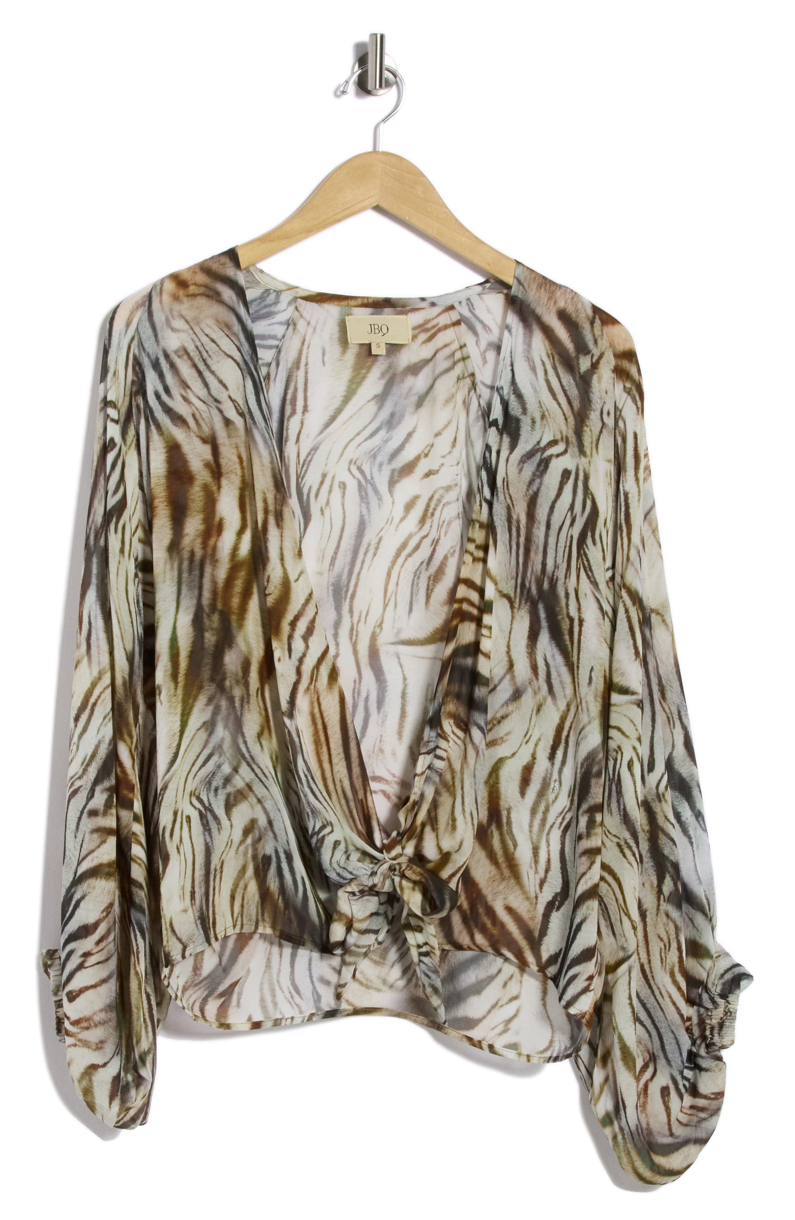 Adri Long Sleeve Tie Front Top