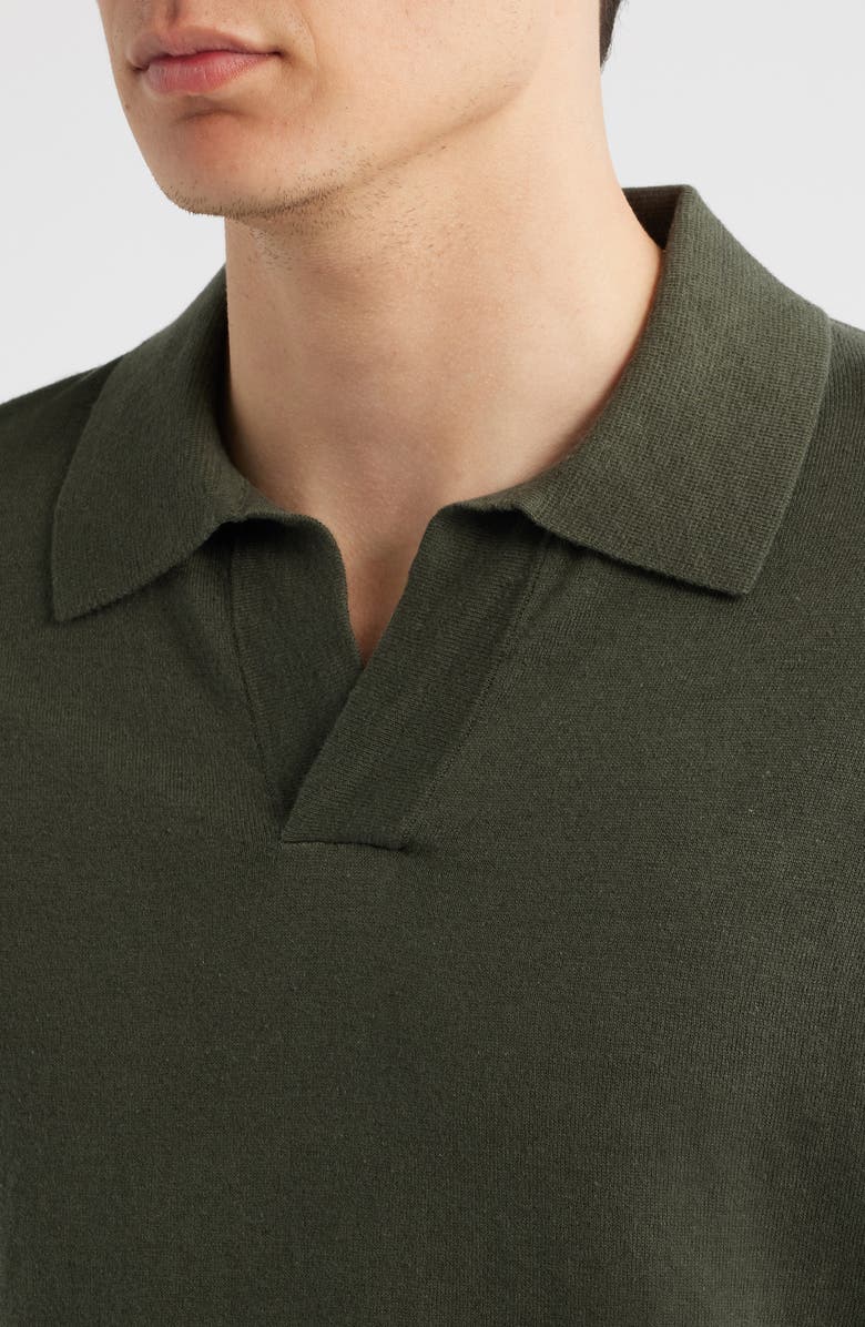 NN07 Ryan 6311 Cotton & Linen Johnny Collar Polo, Alternate, color, Croc Green